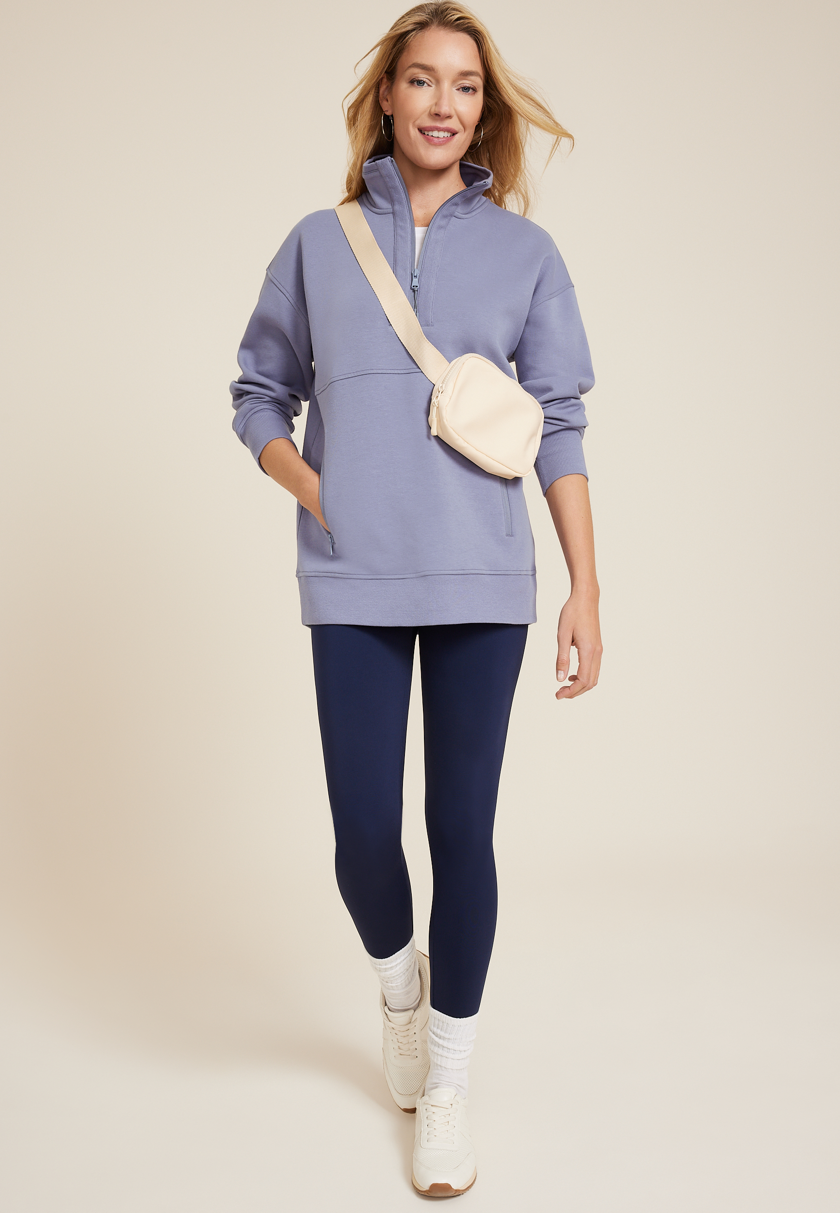 Athleisure Half Zip Pullover Sweatshirt
