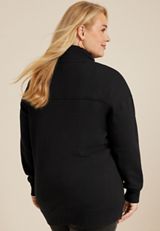 Plus Size Athleisure Half Zip Pullover Sweatshirt, BLACK, small