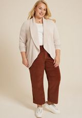 Plus Size Herringbone Shawl Collar Cardigan, C9807, small