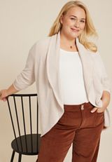 Plus Size Herringbone Shawl Collar Cardigan, C9807, small