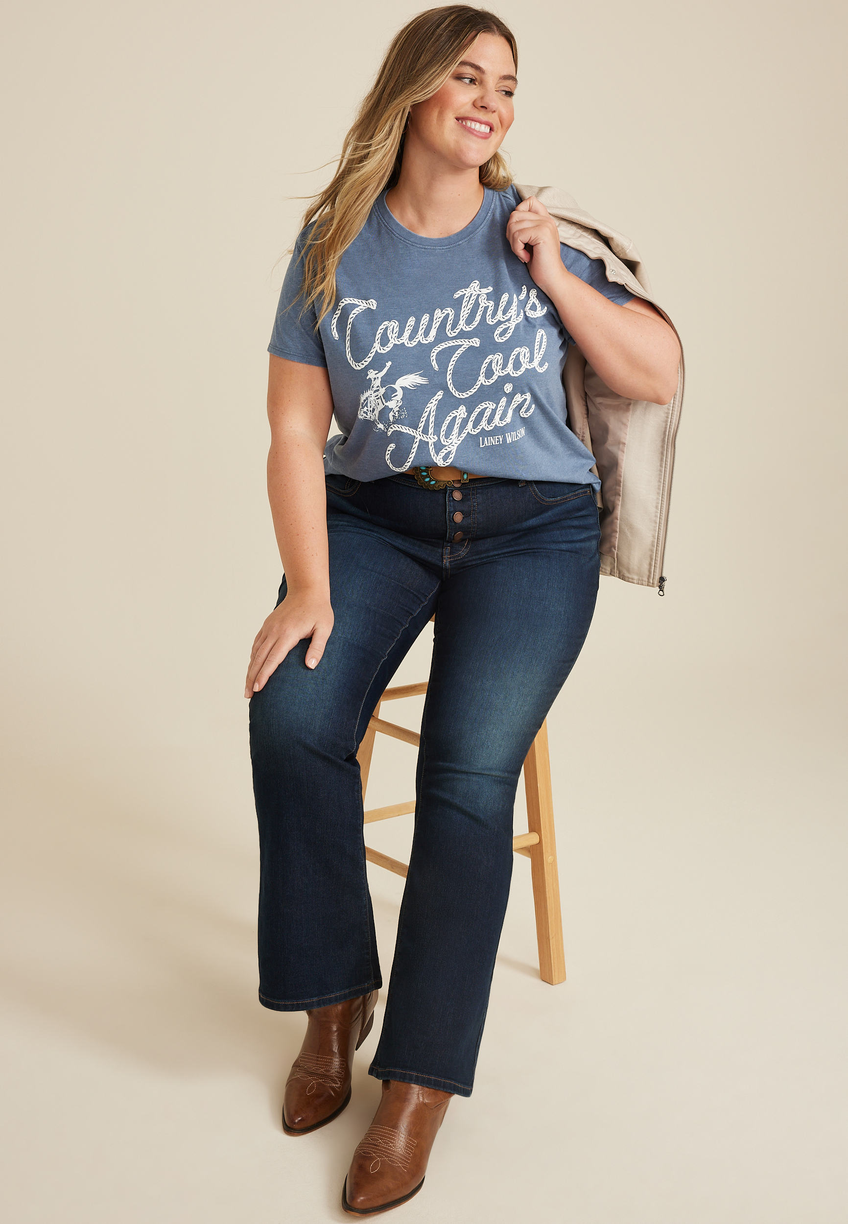 Plus Size Countrys Cool Again Oversized Fit Graphic Tee, C5303, large