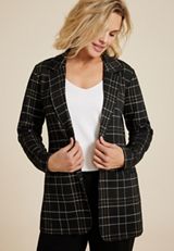 Plaid One Button Blazer, C1756, small