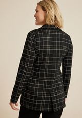 Plaid One Button Blazer, C1756, small