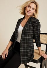 Plaid One Button Blazer, C1756, small