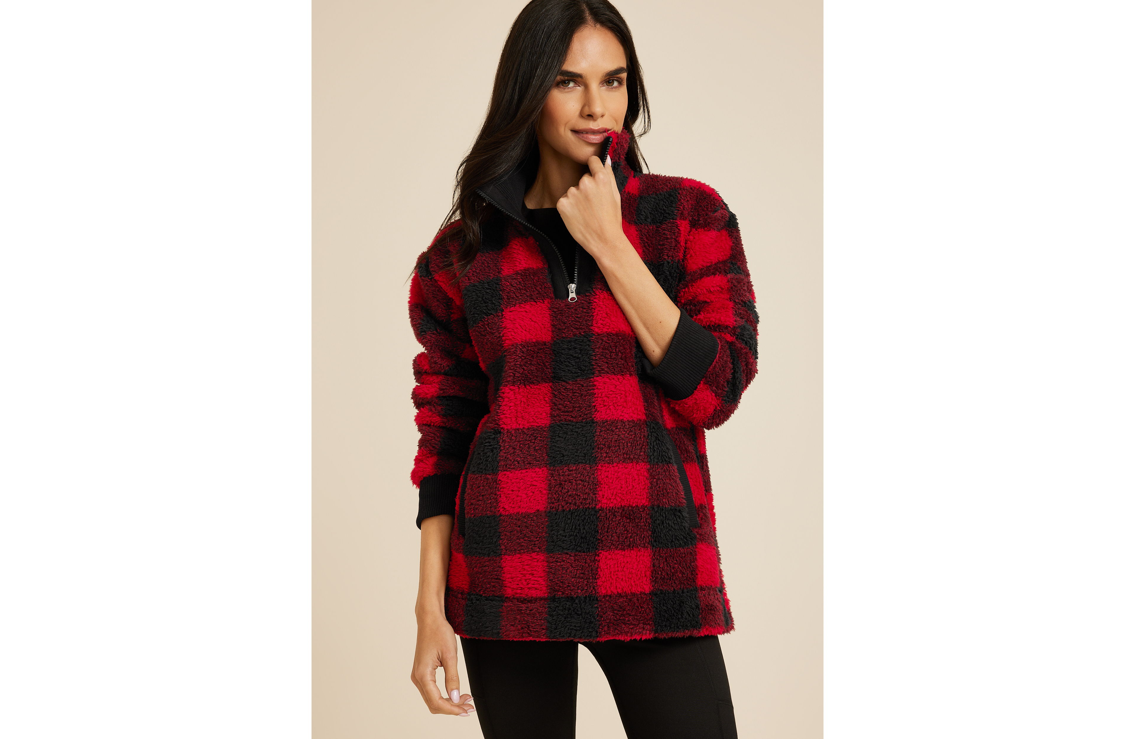 Sherpa Buffalo Plaid Pullover Sweatshirt