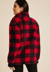 Sherpa Buffalo Plaid Pullover Sweatshirt, C2842, small