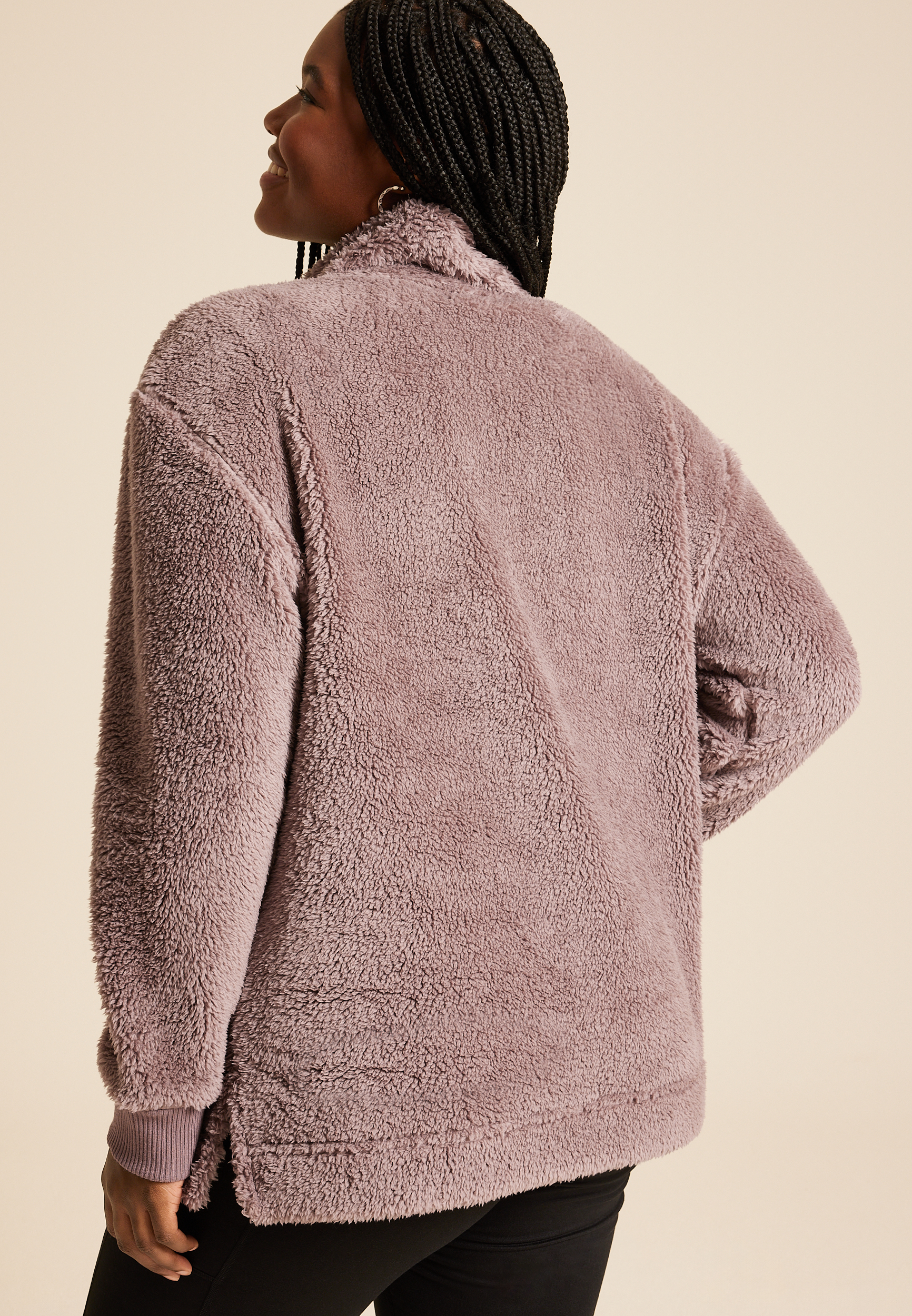 Plus Size Sherpa Pullover Sweatshirt, FOX TAUPE, large