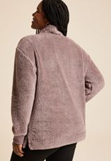 Plus Size Sherpa Pullover Sweatshirt, FOX TAUPE, small