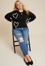 Plus Size Scattered Hearts Relaxed Fit Sweatshirt, C106, small