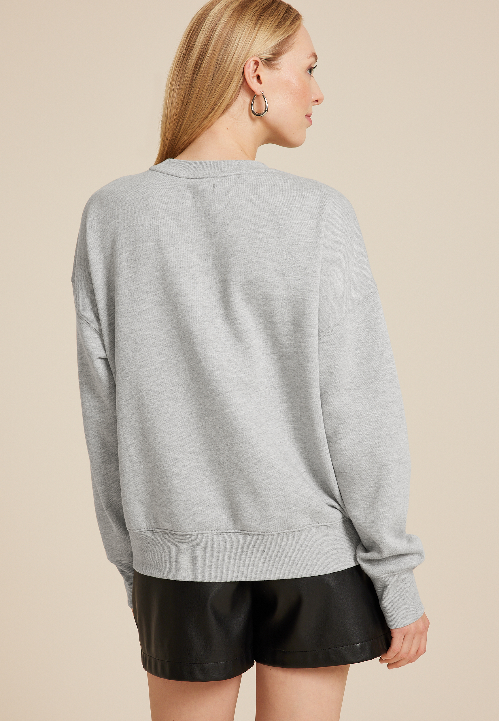 edgely&trade; Jewel Embellished Relaxed Fit Sweatshirt, HEATHER GRAY, large