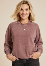 edgely&trade; Rhinestone Embellished Shoulder Relaxed Fit Sweatshirt, C4291, small