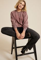 edgely&trade; Rhinestone Embellished Shoulder Relaxed Fit Sweatshirt, C4291, small