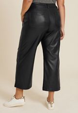 Plus Size edgely&trade; Faux Leather High Rise Patch Pocket Wide Leg Pant, C106, small