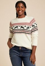 Plus Size Fair Isle Reindeer Sweater, C3986, small