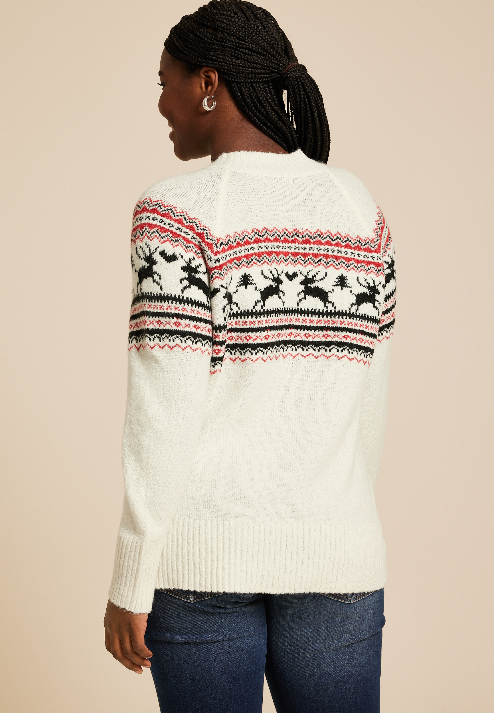 Plus Size Fair Isle Reindeer Sweater, C3986, large