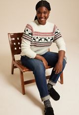 Plus Size Fair Isle Reindeer Sweater, C3986, small