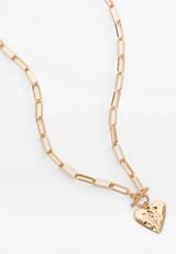 Gold Hammered Heart Toggle Necklace, C605, small