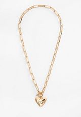 Gold Hammered Heart Toggle Necklace, C605, small