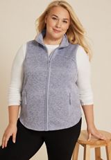 Plus Size Lightweight Full Zip Fleece Vest, C9728, small