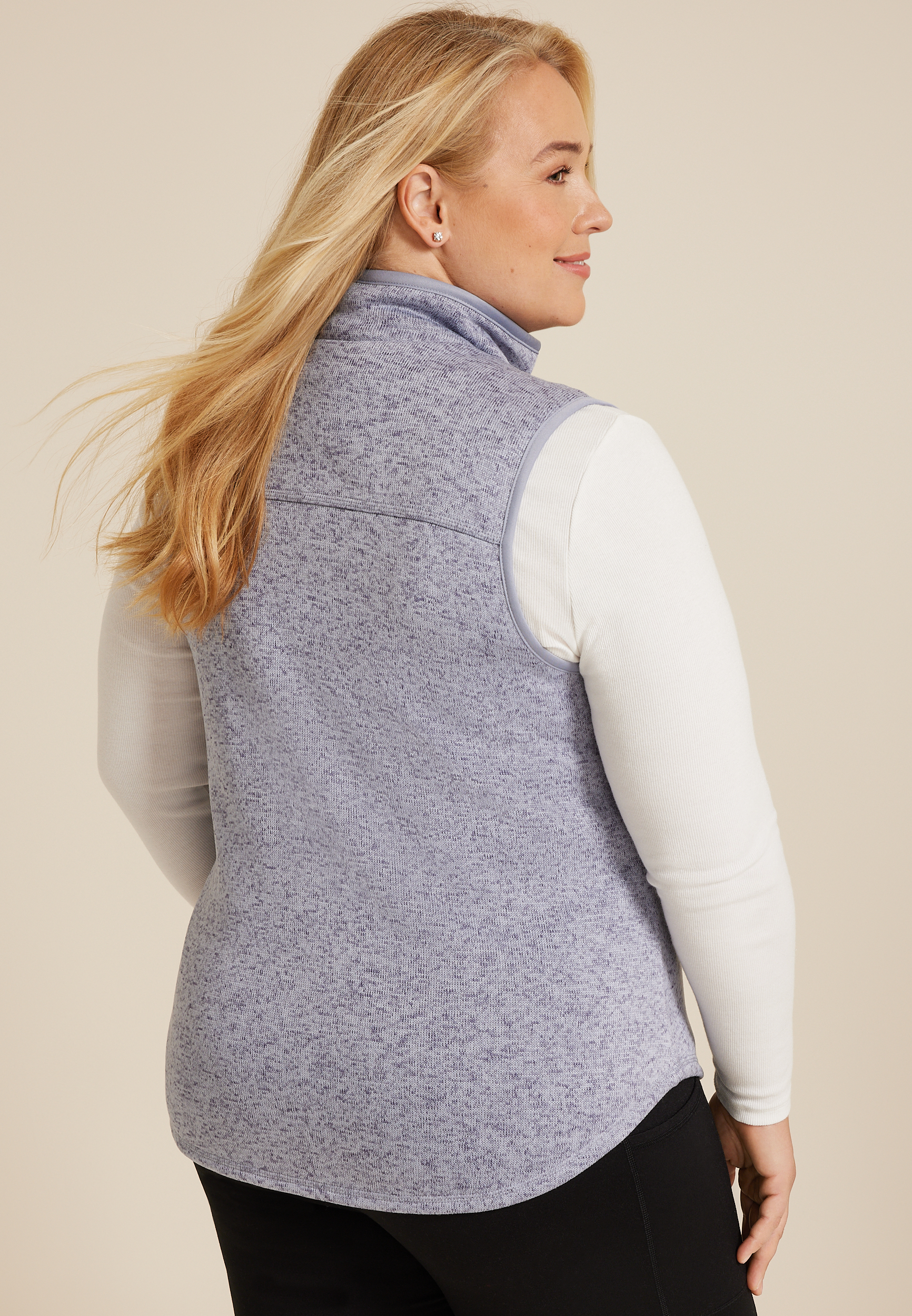 Plus Size Lightweight Full Zip Fleece Vest, C9728, large