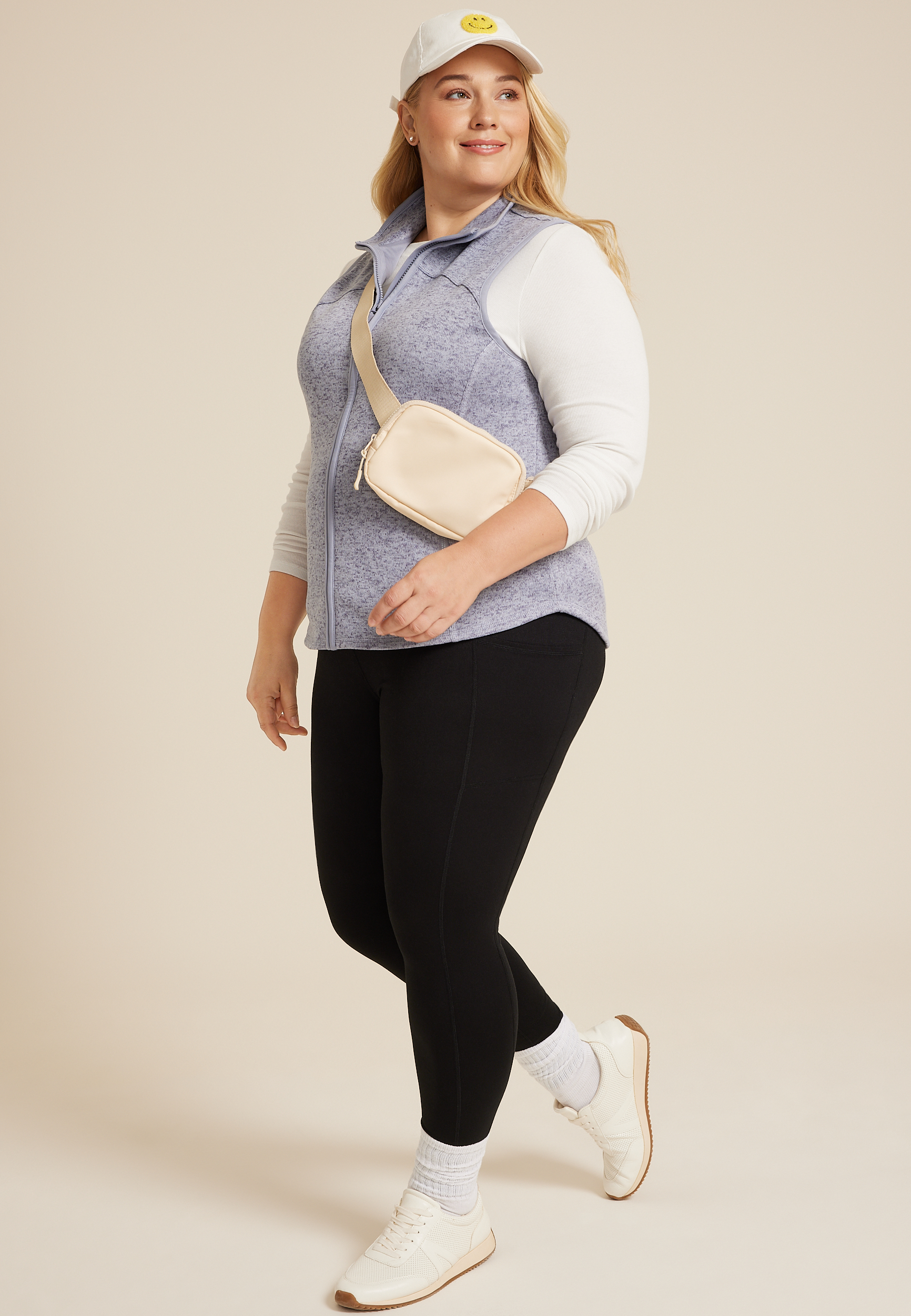Plus Size Lightweight Full Zip Fleece Vest, C9728, large