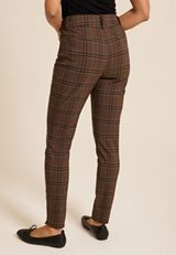 Bengaline Mid Rise Plaid Skinny Pant, BROWN COMBO, small