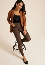 Bengaline Mid Rise Plaid Skinny Pant, BROWN COMBO, small