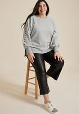 Plus Size edgely&trade; Studded Sleeve Relaxed Fit Sweatshirt, C3348, small