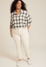 Plus Size m jeans by maurices&trade; High Rise Cuffed Hem Straight Ankle Jean, , small