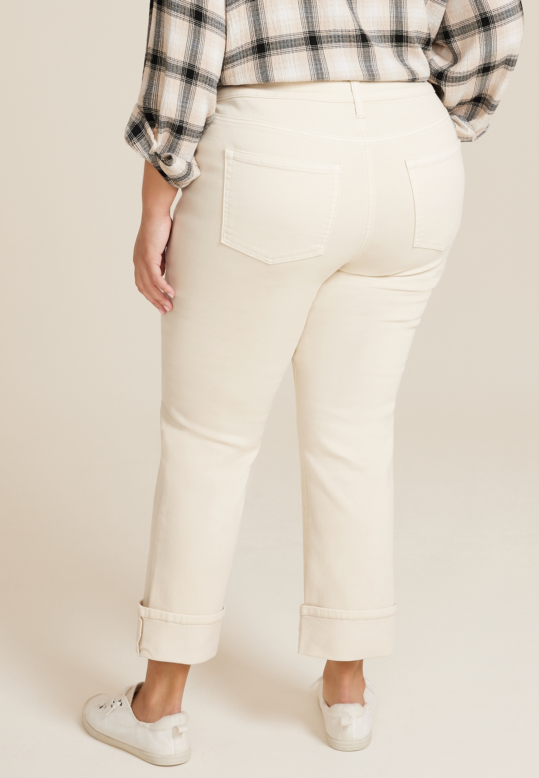 Plus Size m jeans by maurices&trade; High Rise Cuffed Hem Straight Ankle Jean, , large