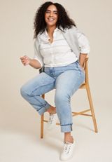 Plus Size m jeans by maurices&trade; Cuffed High Rise Slim Straight Ankle Jean, C2806, small