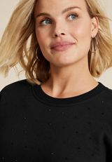 edgely&trade; Rhinestone Embellished Relaxed Fit Sweatshirt, C106, small
