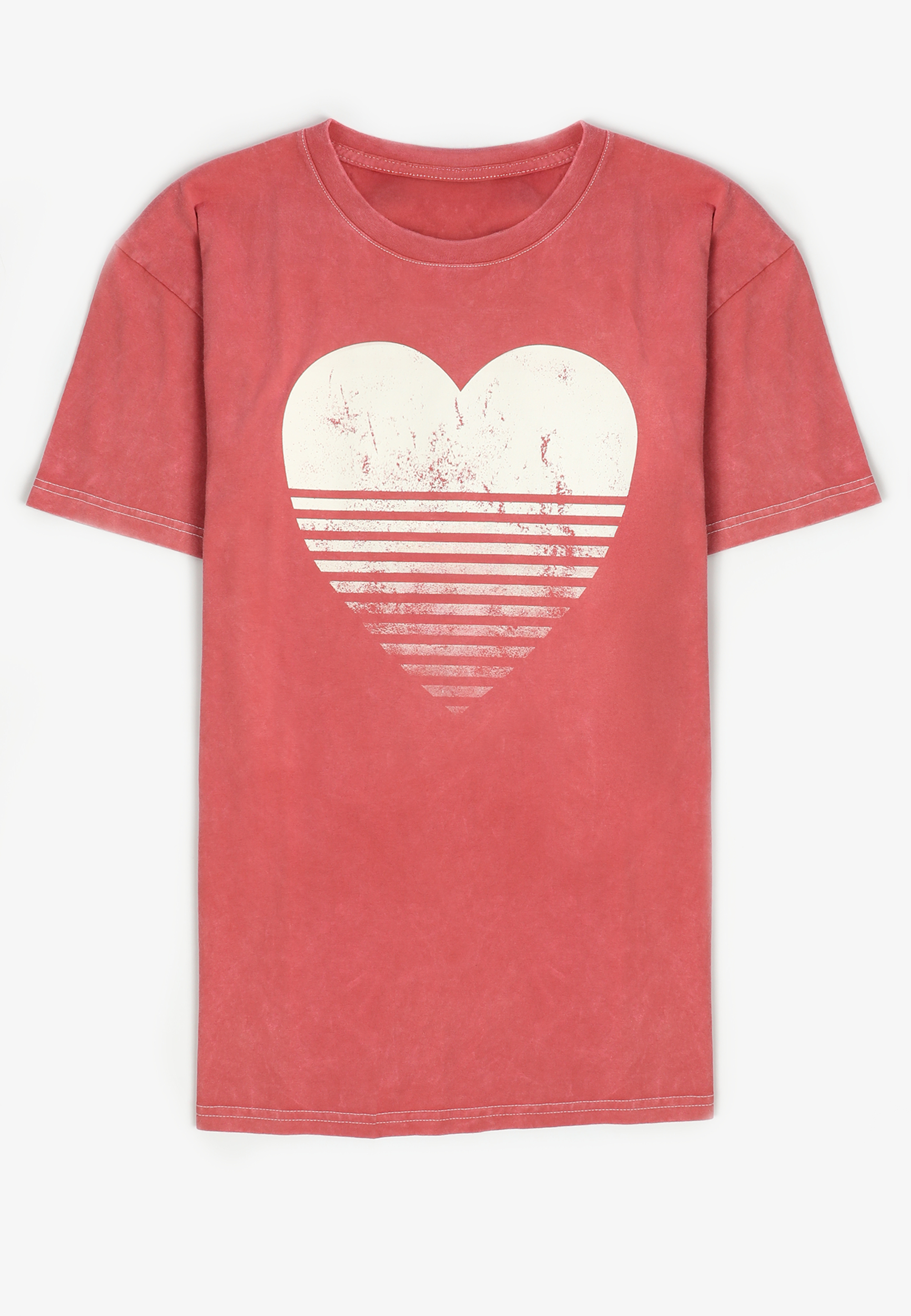 Striped Heart Relaxed Fit Graphic Tee, C3518, large