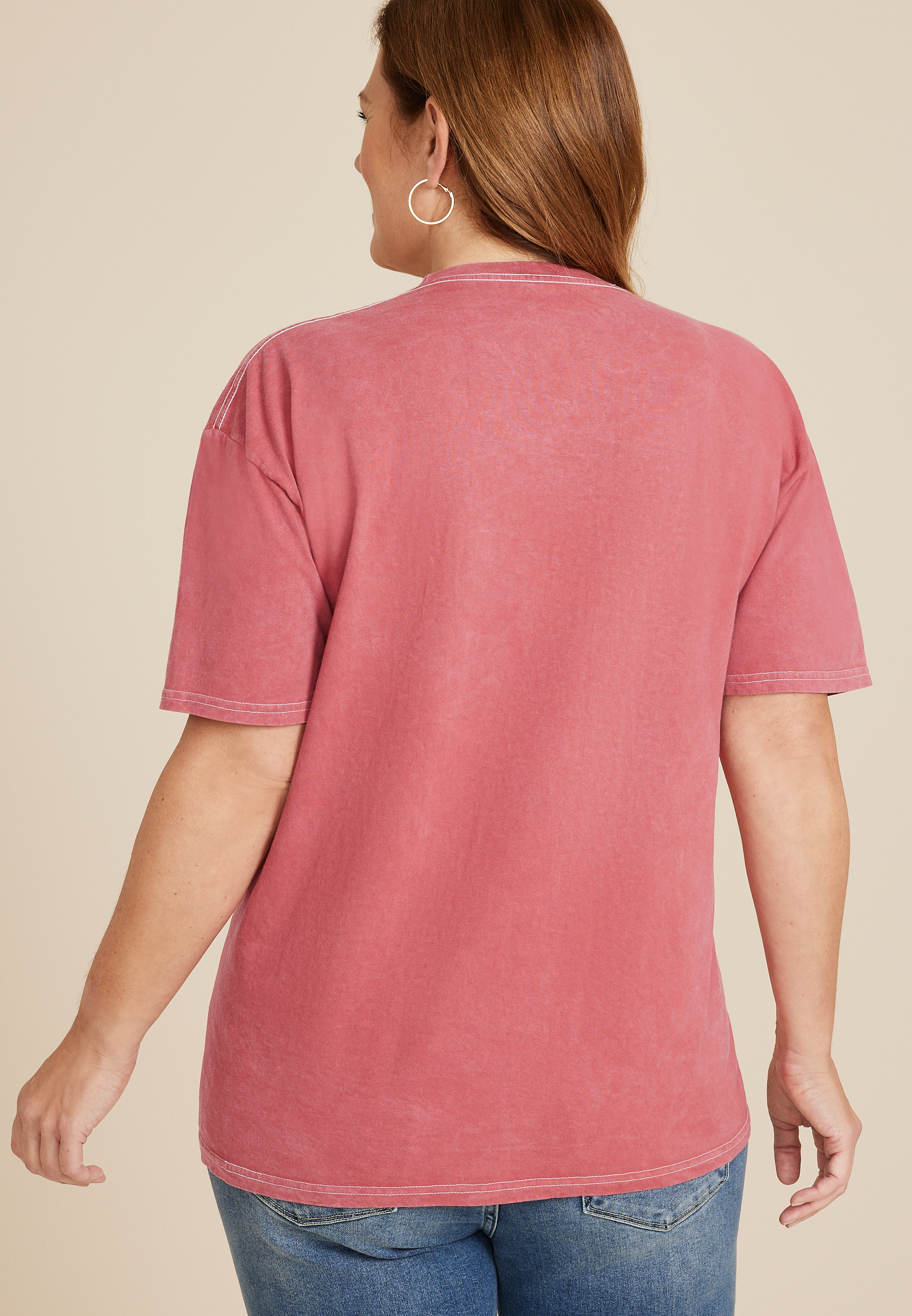 Plus Size Striped Heart Relaxed Fit Graphic Tee, C3518, large