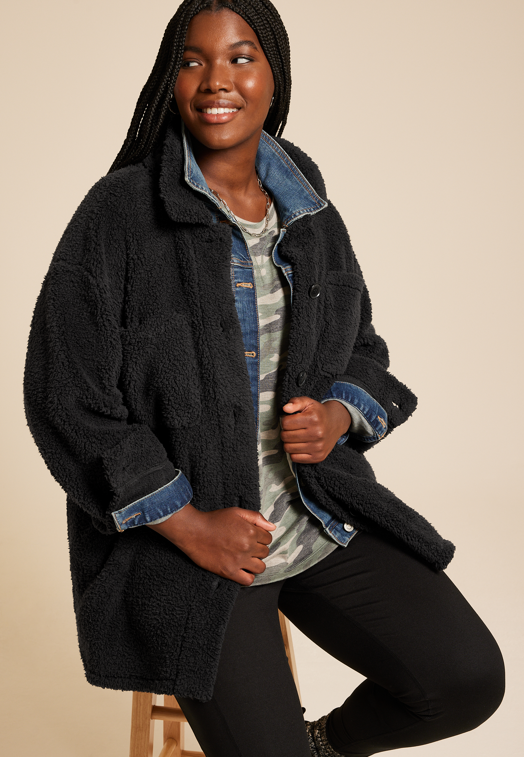 Plus Sherpa Shacket