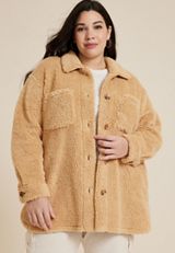 Plus Size Sherpa Shacket, C9812, small