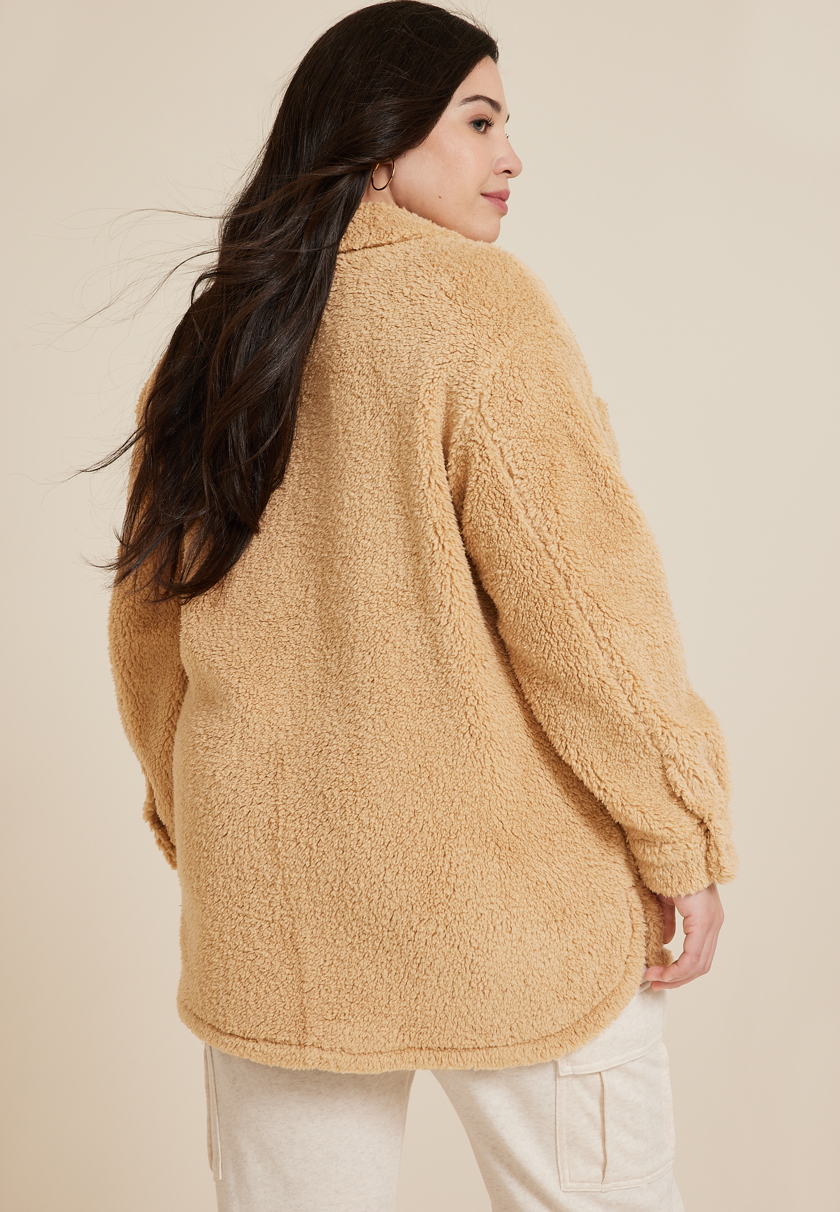 Plus Size Sherpa Shacket, C9812, large