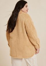 Plus Size Sherpa Shacket, C9812, small