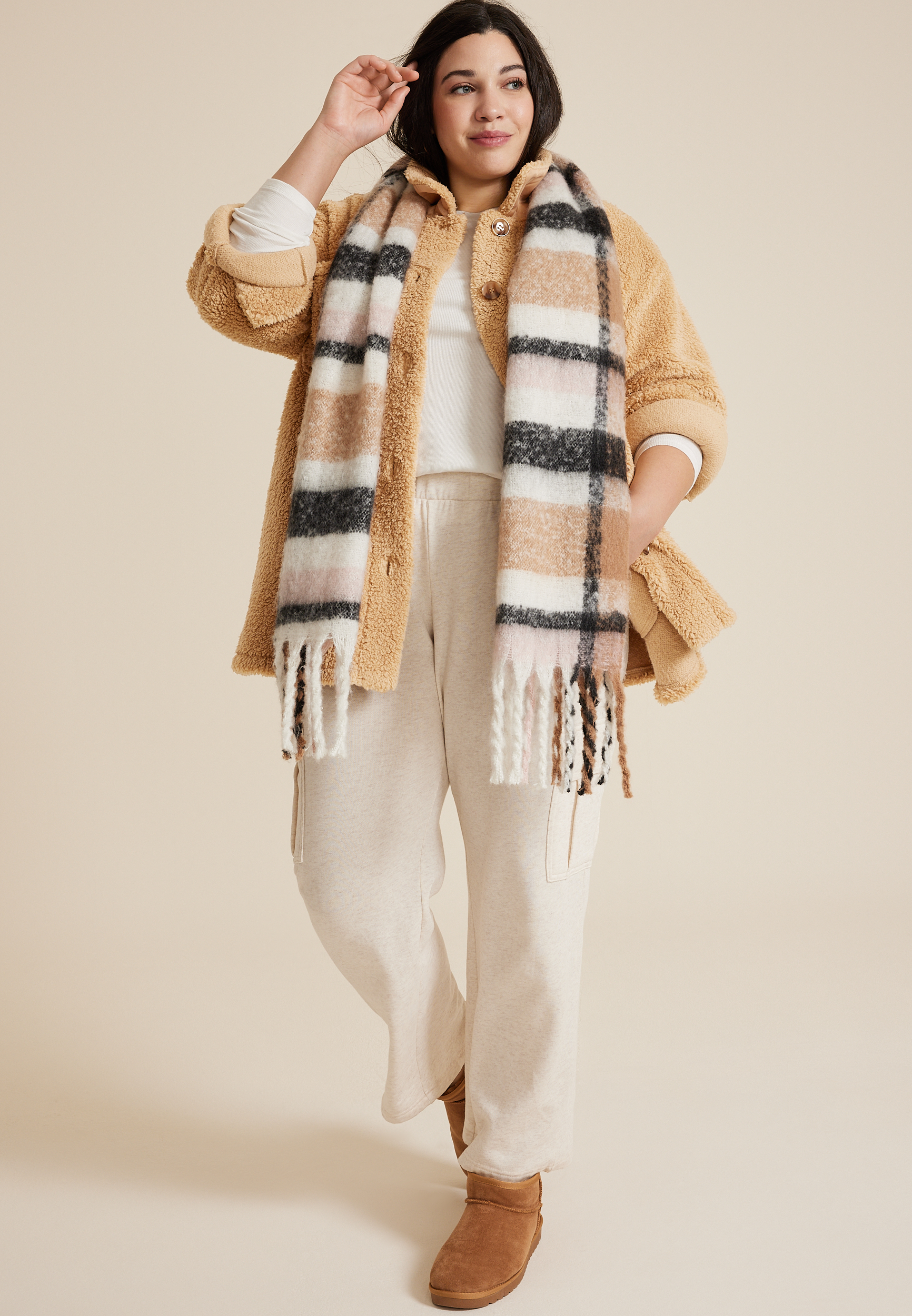 Plus Size Sherpa Shacket, C9812, large