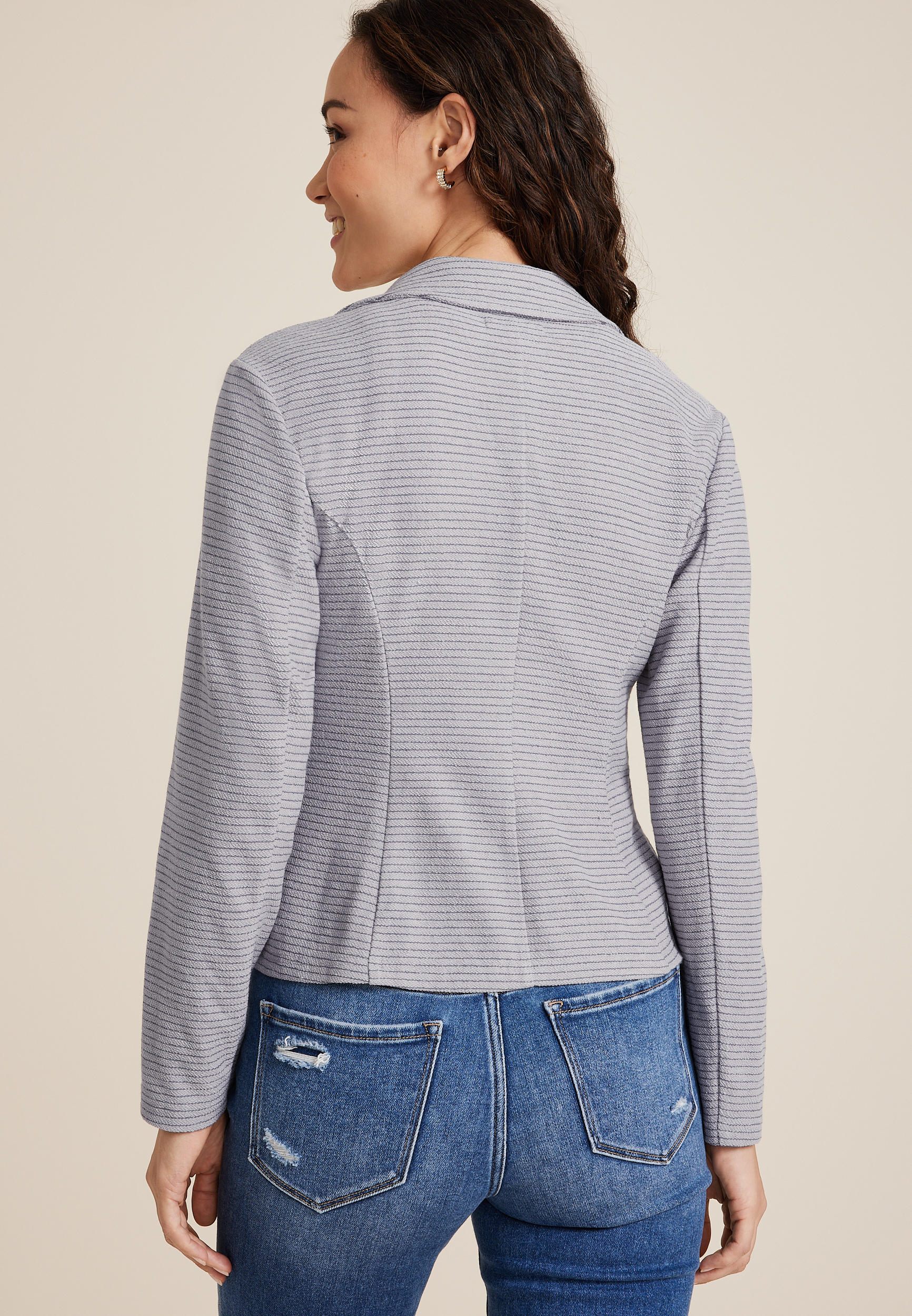Striped Knit Blazer, C1755, large