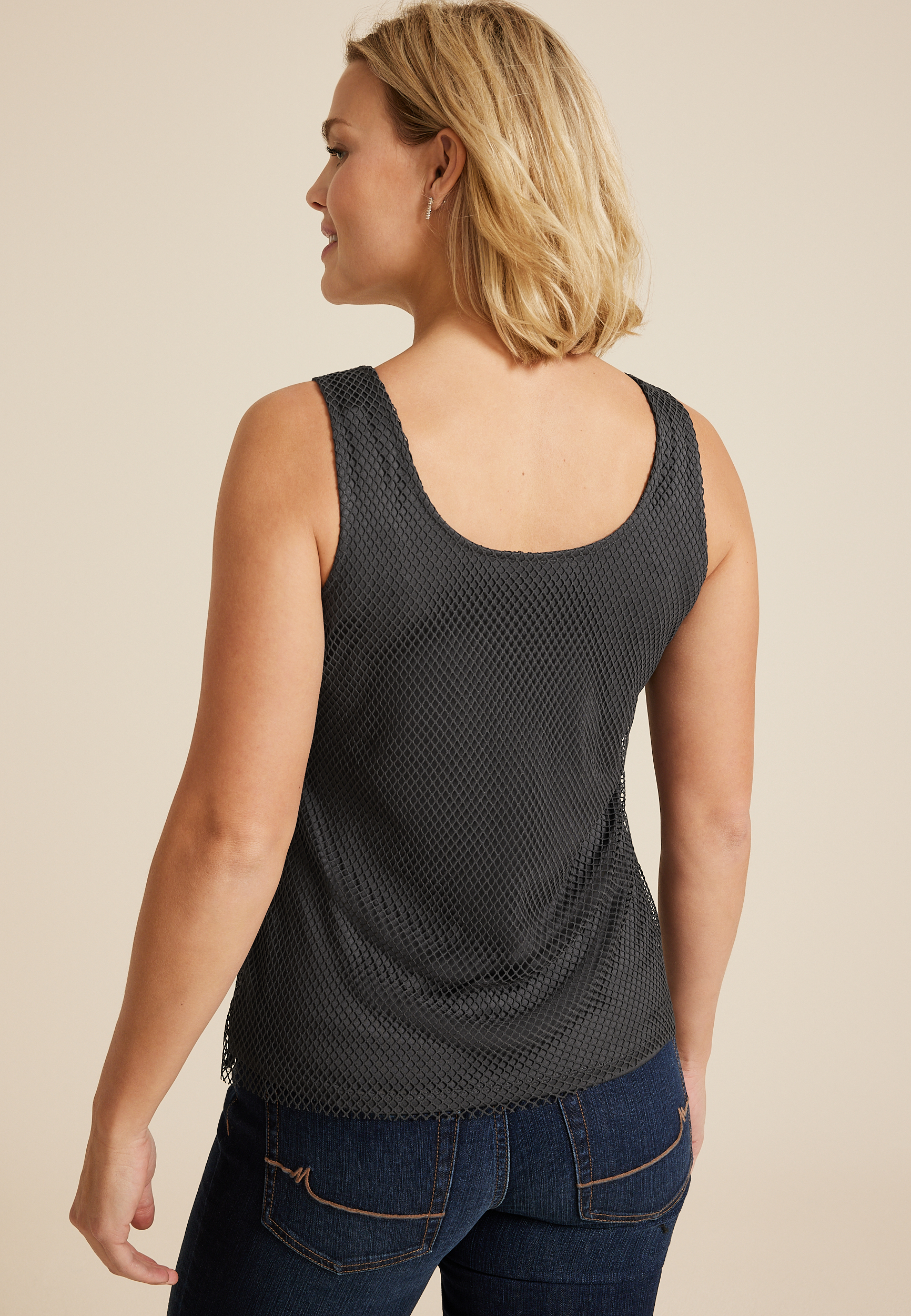 Mesh Rhinestone Tank Top