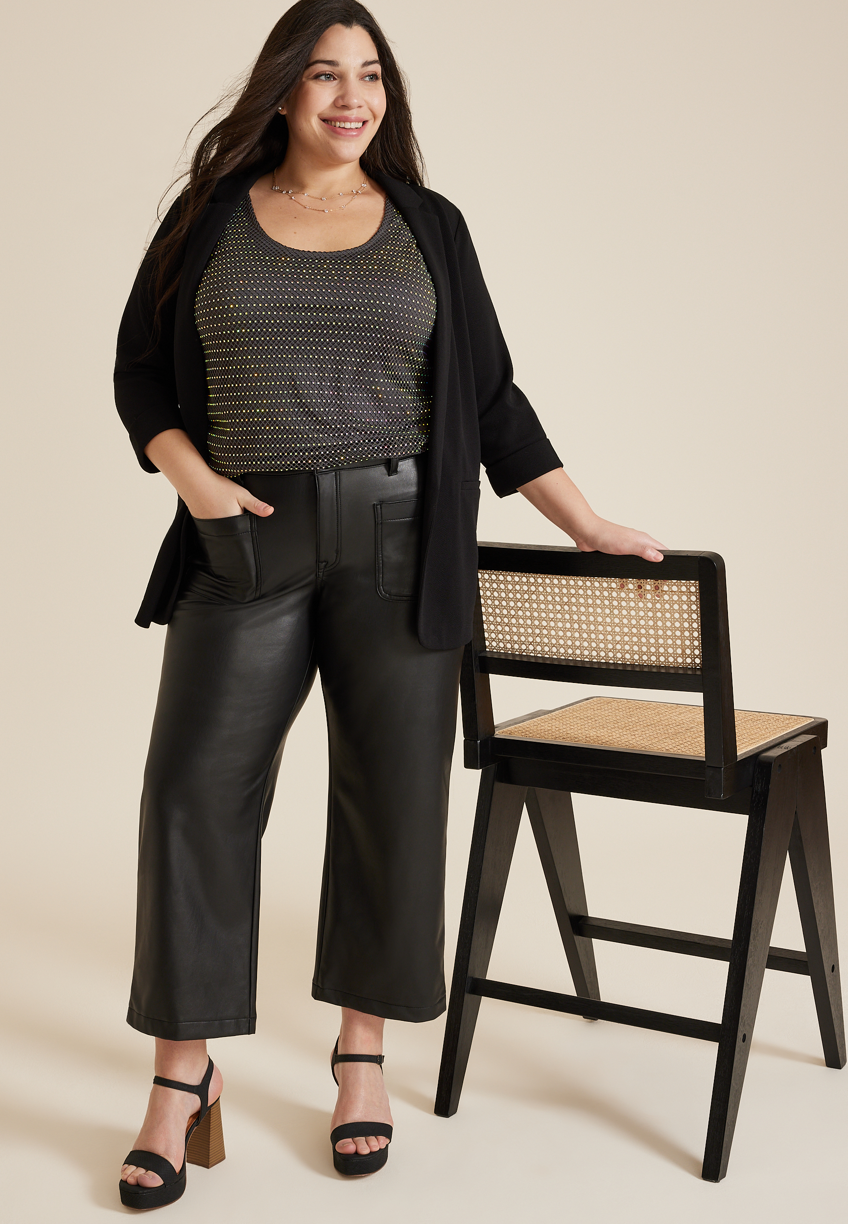 Plus Size Mesh Rhinestone Tank Top, C9764, large