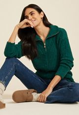 Teddy Quarter Zip Pullover Sweater, C3895, small
