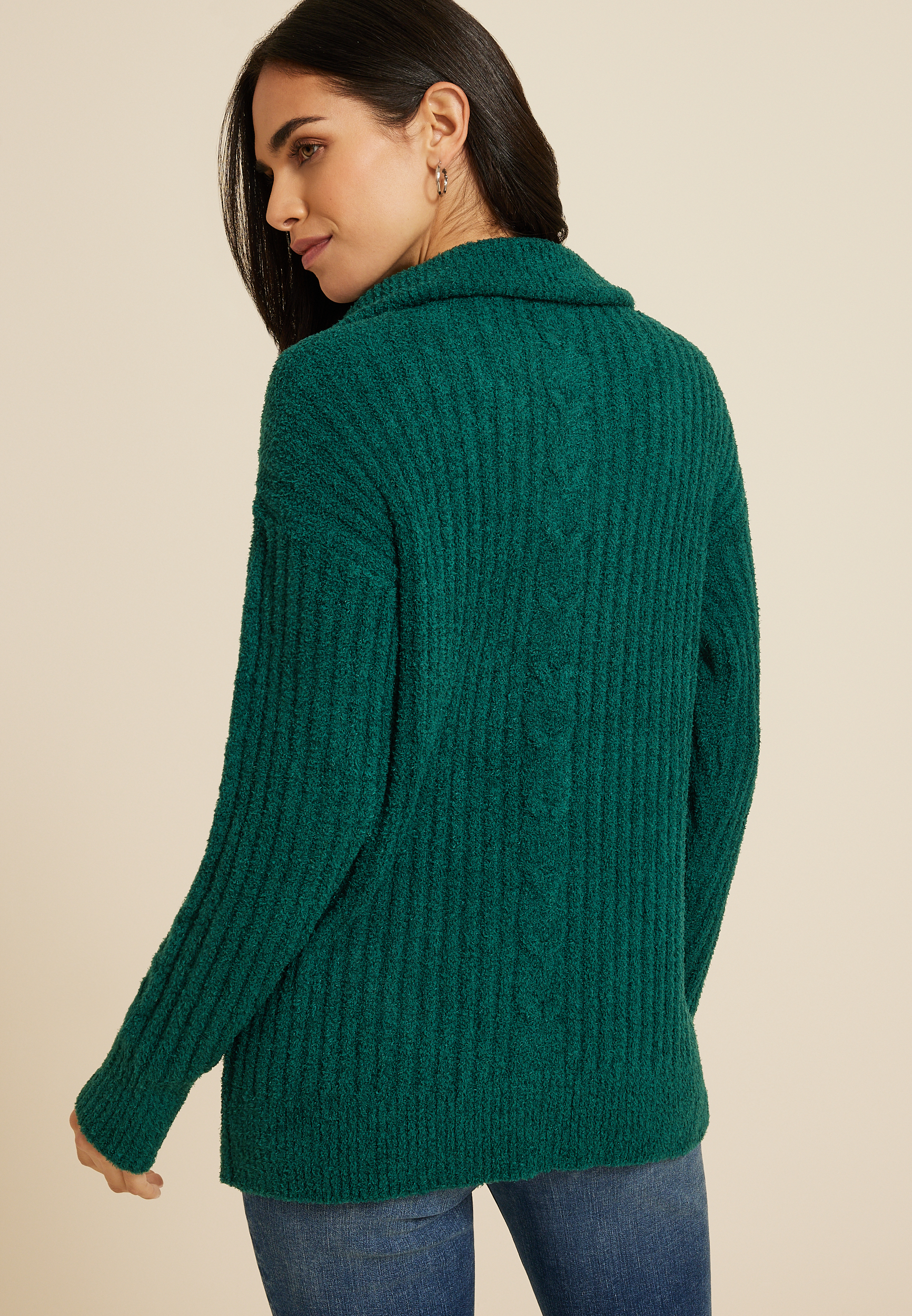 Teddy Quarter Zip Pullover Sweater, C3895, large