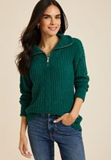 Teddy Quarter Zip Pullover Sweater, C3895, small