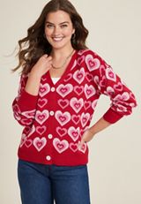 Heart Button Front Cardigan, C4731, small