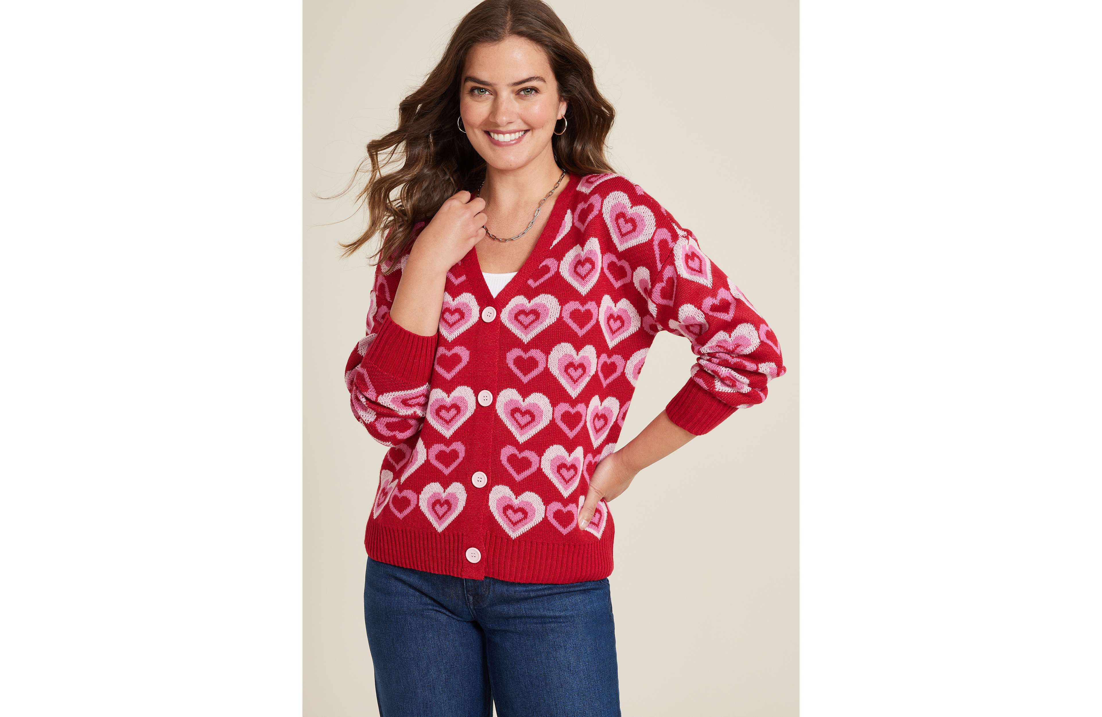 Heart Button Front Cardigan
