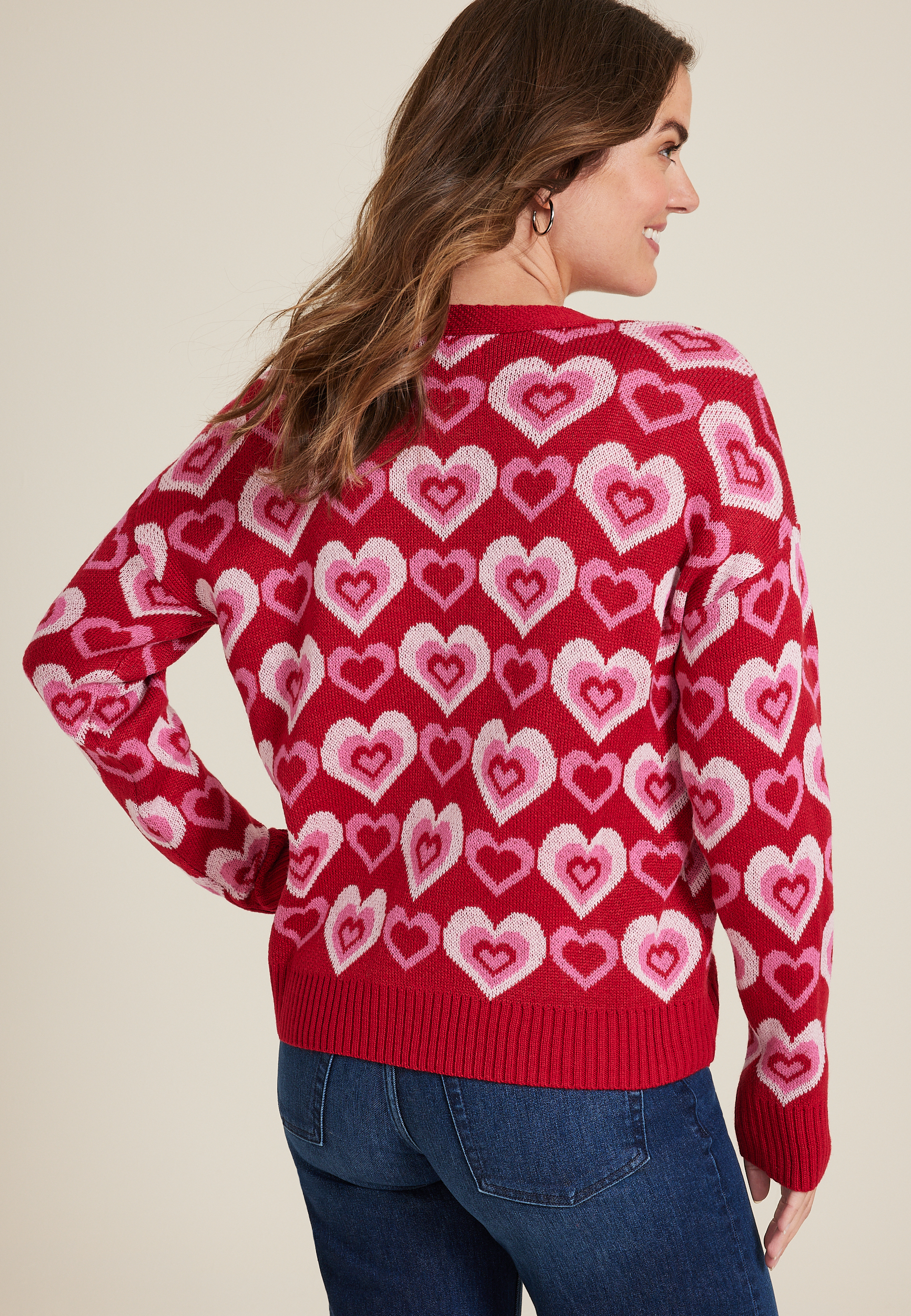 Heart Button Front Cardigan, C4731, large