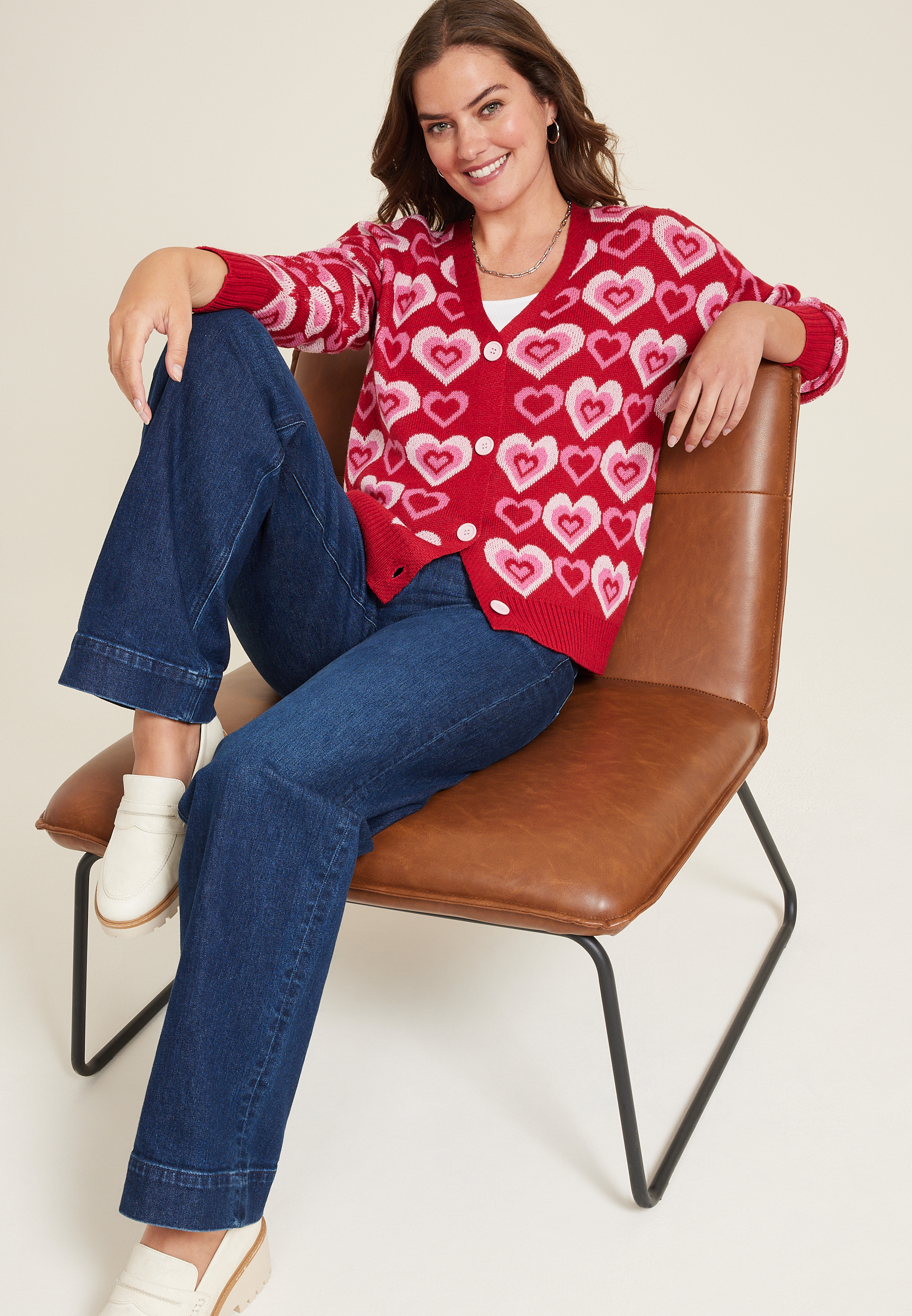 Heart Button Front Cardigan, C4731, large