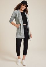 Athleisure Knit Long Jacket, C2820, small